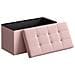 POUF Contenitore portaoggetti in MDF rosa, tessuto simile al lino - Foto miniatura 2