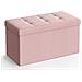 POUF Contenitore portaoggetti in MDF rosa, tessuto simile al lino - Foto miniatura 1