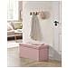 POUF Contenitore portaoggetti in MDF rosa, tessuto simile al lino - Foto miniatura 3