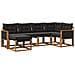 Set di divani da esterno con cuscino 6 pcs Naturale e Nero - Foto miniatura 1