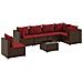 Set Divani Da Giardino 7 Pz Con Cuscini In Polyrattan Marrone - Foto miniatura 2