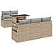 Set Divano da Giardino  6 Pezzi con Cuscini Beige in Polyrattan, Divano da Giardino  2 Posti con Cuscini Beige in Polyrattan - Foto miniatura 1