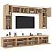 Set Mobili TV a Muro 8 pz con Luci LED Rovere Sonoma - Foto miniatura 5
