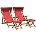 Lettino 4 pcs 3 Posizione Legno di Eucalipto Massello Rosso - Foto miniatura 1