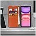 Custodia Apple Iphone 11pelle Portafoglio Funzione Stand - Camel - Foto miniatura 3