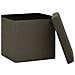 Pouf Con Contenitore Pieghevoli 2pz Marrone Scuro In Simil Lino - Foto miniatura 4