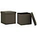 Pouf Con Contenitore Pieghevoli 2pz Marrone Scuro In Simil Lino - Foto miniatura 1