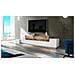 Mobile Porta Tv Nico, Credenza Bassa Da Soggiorno, Base Porta Tv, 100% Made In Italy, Cm 240x45h52, Bianco Lucido E Acero - Foto miniatura 1