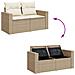 Divano Da Giardino Con Cuscini A 2 Posti Beige In Polyrattan - Foto miniatura 8