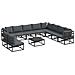 Set Divano da Giardino con cuscino 11 pcs Nero Alluminio - Foto miniatura 1