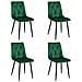 Sedia TYRA in velluto verde scuro / gambe nere x 4 - Foto miniatura 1