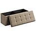 Pouf contenitore PUFA in MDF color tortora chiaro, tessuto simile al lino - Foto miniatura 2