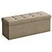 Pouf contenitore PUFA in MDF color tortora chiaro, tessuto simile al lino - Foto miniatura 1