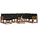 Set di divani da esterno con cuscino 9 pcs Naturale e Nero - Foto miniatura 3