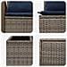 Set di divani 8 pz Grigio e Blu Navy Rattan sintetico e Acciaio - Foto miniatura 7
