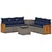 Set di divani 8 pz Grigio e Blu Navy Rattan sintetico e Acciaio - Foto miniatura 1