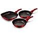 Burgundy Set Di 2 Padelle Et Bistecchiera Induzione 20-24-28cm In Alluminio Antiaderente Rosso - Foto miniatura 1