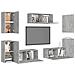 Set Mobile Porta Tv 7 Pz Grigio Cemento In Truciolato - Foto miniatura 3