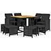 Set Da Pranzo Da Giardino 9 Pz Con Cuscini In Polyrattan Nero - Foto miniatura 2