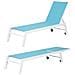 Set Di Lettino E Tavolino Barbados In Textilene Blu - Alluminio Bianco - Foto miniatura 6