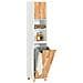 Mobile Colonna Bagno Con Portabiancheria E Mobiletto Stretto Salvaspazio Ad Anta Singola. Colore Bianco-naturale L31*a170*p32 Cm Bzr74-w - Foto miniatura 1