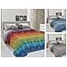 Copriletto Piquet Primavera Estate 100% Cotone Disegno Arcobaleno Singolo Blu - Foto miniatura 4