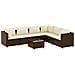 Set Divani Da Giardino 7 Pz Con Cuscini In Polyrattan Marrone - Foto miniatura 2