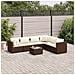 Set Divani Da Giardino 7 Pz Con Cuscini In Polyrattan Marrone - Foto miniatura 1