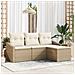 Set Divano da Giardino a 4 Pezzi con Cuscini Beige Polirattan - Foto miniatura 2