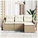 Set Divano da Giardino a 4 Pezzi con Cuscini Beige Polirattan - Foto miniatura 3