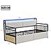 Divano Letto In Ferro 90x200cm, Con Illuminazione A Led, 2 Cassetti E Prese Multifunzionali, Letto Singolo, Letto Junior, Ferro+plywood+mdf, Beige - Foto miniatura 2