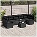 Set Divano da Giardino con cuscino 8 pcs Nero 55 x 55 x 37 cm - Foto miniatura 2