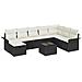 Set Divano da Giardino con cuscino 9 pcs Nero Poly Rattan - Foto miniatura 1