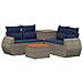 Set di divani 6 pz Grigio e Blu Navy Rattan sintetico e Acciaio - Foto miniatura 1