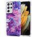 Custodia Compatibile Con Samsung Galaxy S21 Ultra In Marmo Rosa Viola No. 19 - Coperchio Protettivo In Silicone Tpu Con Motivo A Mosaico - Foto miniatura 1