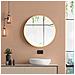 Specchio Bagno Rotondo Con Cornice Da Parete In Lega Di Alluminio, Ø50x2cm, Oro - Foto miniatura 6