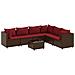 Set Divani Da Giardino 7 Pz Con Cuscini In Polyrattan Marrone - Foto miniatura 2