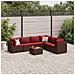 Set Divani Da Giardino 7 Pz Con Cuscini In Polyrattan Marrone - Foto miniatura 1
