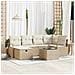 Set di divani da giardino  7 pezzi con cuscini Beige Rattan Sintetico, Divano da giardino  2 posti con ripostiglio e cuscini Beige Rattan Sintetico - Foto miniatura 2
