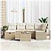 Set di divani da giardino  7 pezzi con cuscini Beige Rattan Sintetico, Divano da giardino  2 posti con ripostiglio e cuscini Beige Rattan Sintetico - Foto miniatura 3