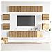 Set Mobile TV 8 pz Montato a Parete Rovere in Legno Multistrato - Foto miniatura 3