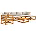 Set Salotto Giardino 7pz Cuscini Grigio Chiaro Legno Massello - Foto miniatura 1