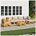 Set Salotto Giardino 7pz Cuscini Grigio Chiaro Legno Massello - Foto miniatura 2