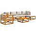 Set Salotto Giardino 7pz Cuscini Grigio Chiaro Legno Massello - Foto miniatura 3