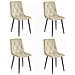 Sedia da pranzo TYRA in velluto beige chiaro con gambe nere x4 - Foto miniatura 1