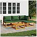 Set Salotto da Giardino 5pz con Cuscini Verdi Legno Massello - Foto miniatura 1