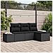 Set divano da giardino a 4 pezzi con cuscini Nero Polyrattan - Foto miniatura 2