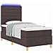 Letto a molle con materasso Marrone scuro 90 x 200 cm Tessuto - Foto miniatura 3