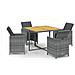 Set da Pranzo da Giardino 5 pz con Cuscini in Polyrattan Grigio - Foto miniatura 1