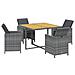 Set da Pranzo da Giardino 5 pz con Cuscini in Polyrattan Grigio - Foto miniatura 3